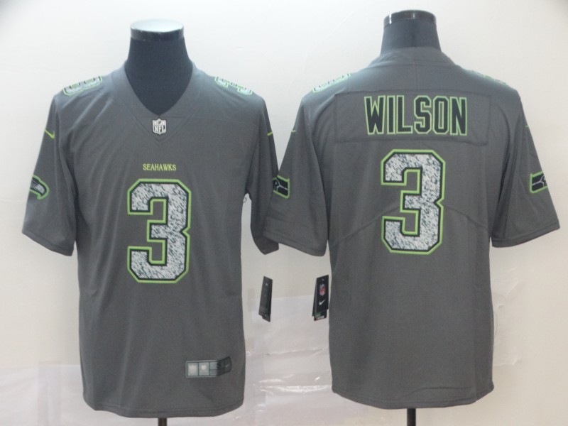 Men's Seattle Seahawks Russell Wilson #3 Gray Alternate Jersey
